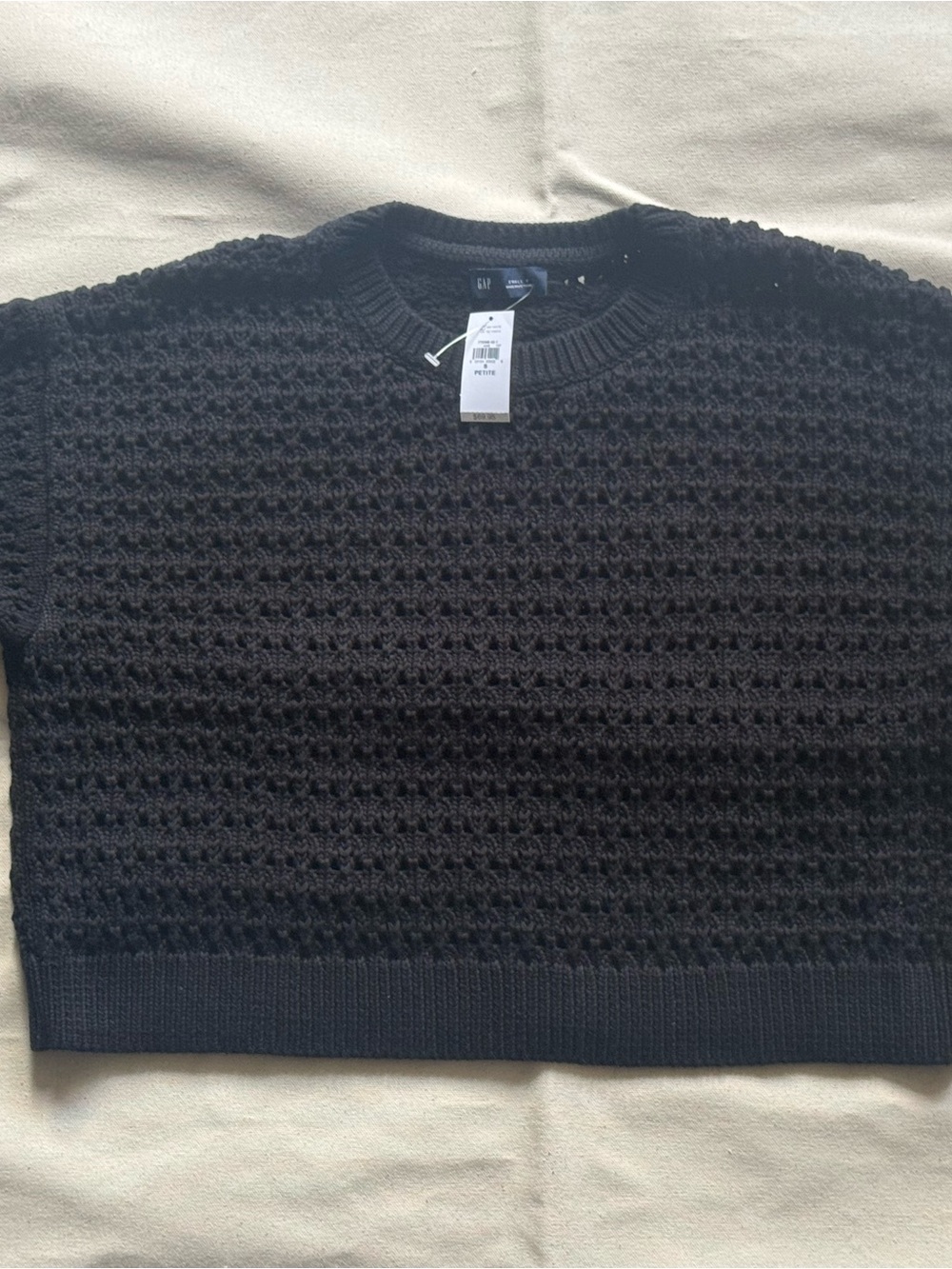 GAP Black Chunky Textured Crewneck Sweater